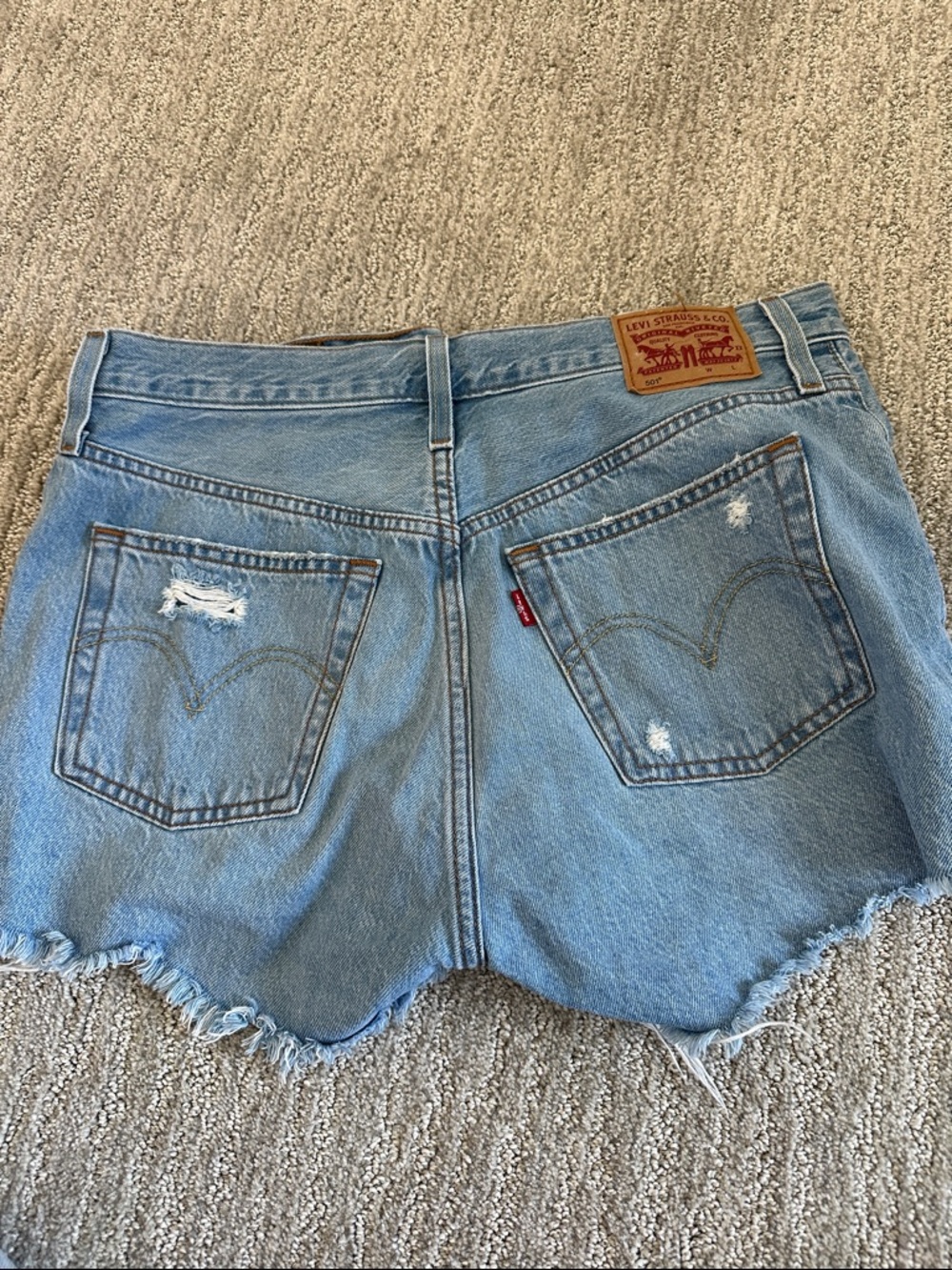 Levi's Women's Light Wash Distressed Denim Cutoff Shorts 501
